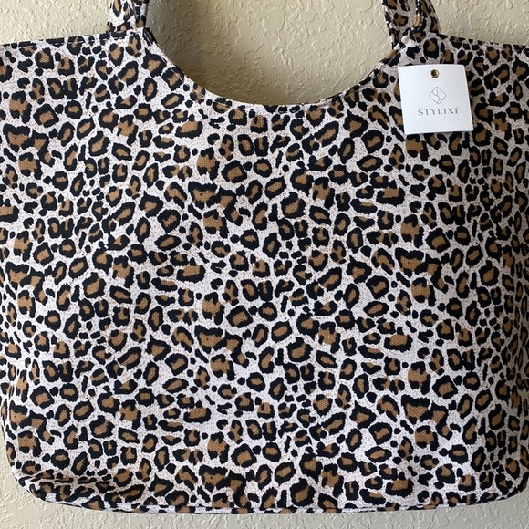Black and Brown Canvas Leopard Print Tote Bag - Picture 7 of 14